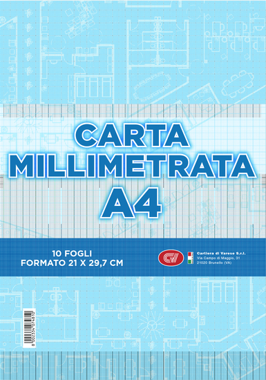 Carta millimetrata 10fogli formato 21 x 29,7